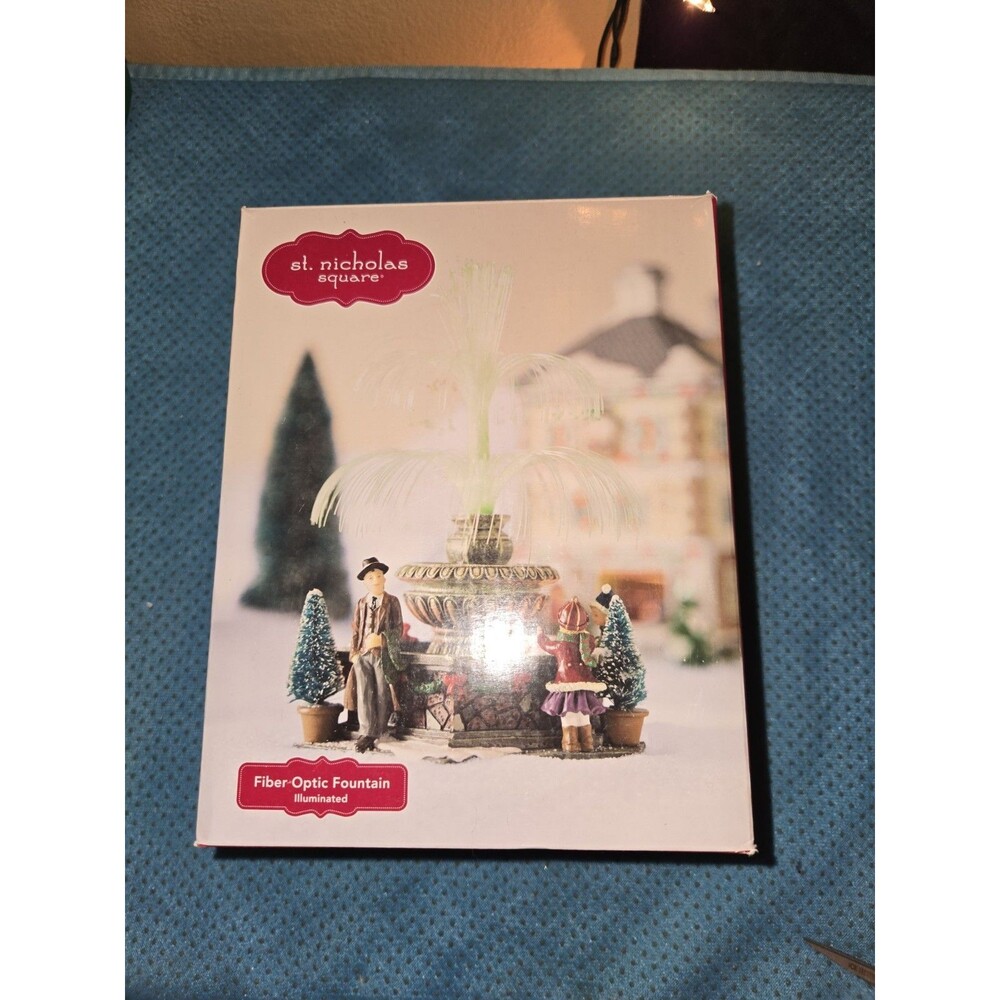 St. Nicholas Square Multicolor Christmas Village Fiber Optic Fountain